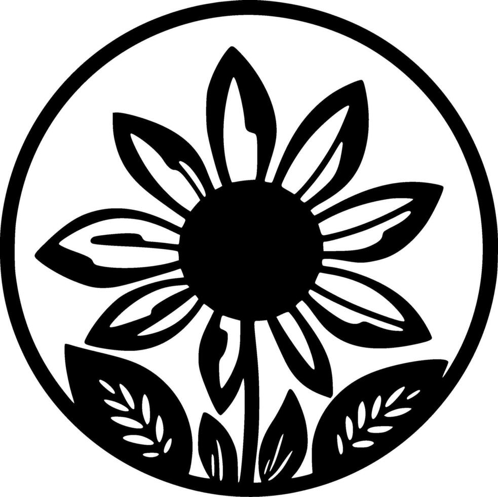 Sunflower, Black and White illustration vector