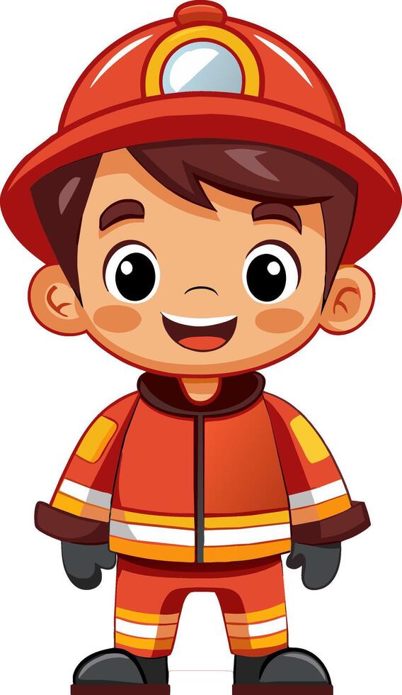 cartoon fireman character vector