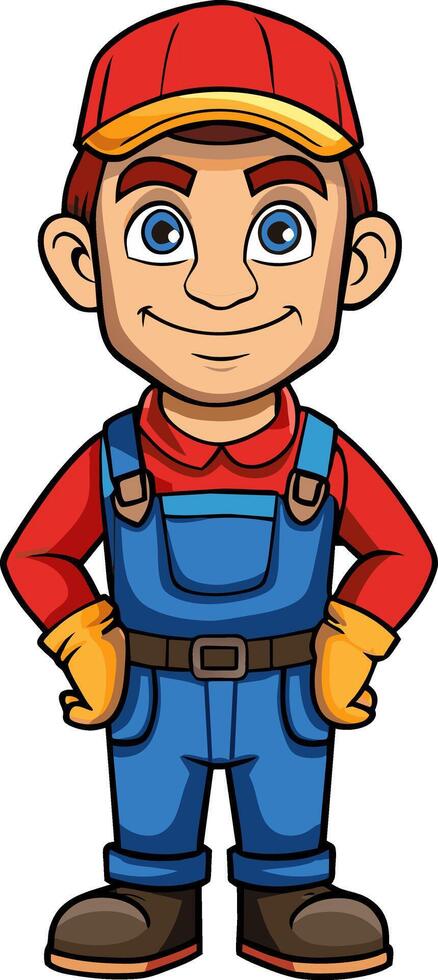 cartoon mechanic character vector