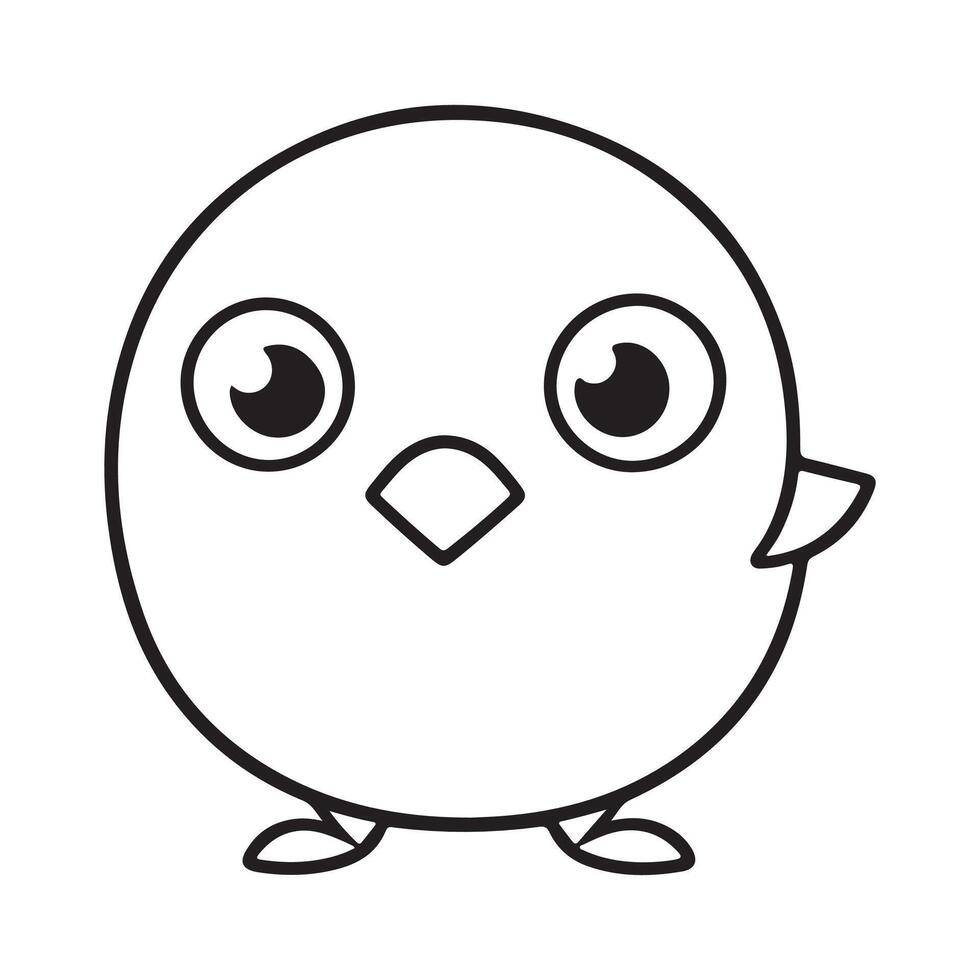 Cute bird black and white cartoon character design collection. White background. Pets, Animals. AI-generated vector