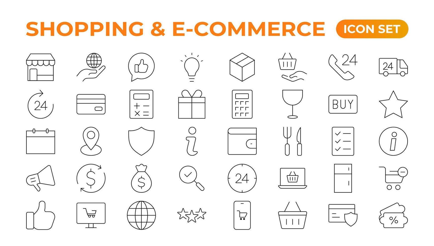 Shopping and ecommerce icon set vector
