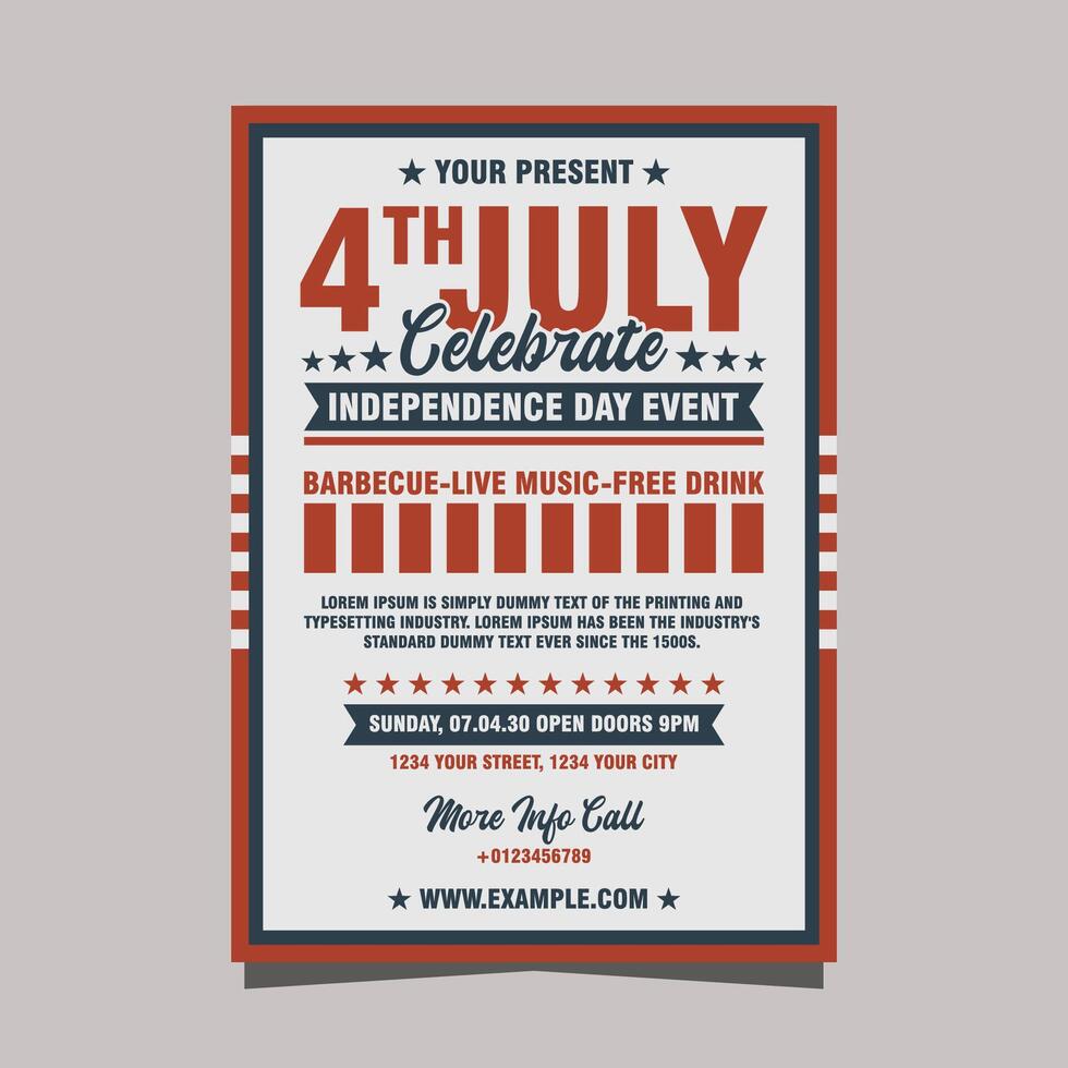 4TH July celebration party flyer template vector