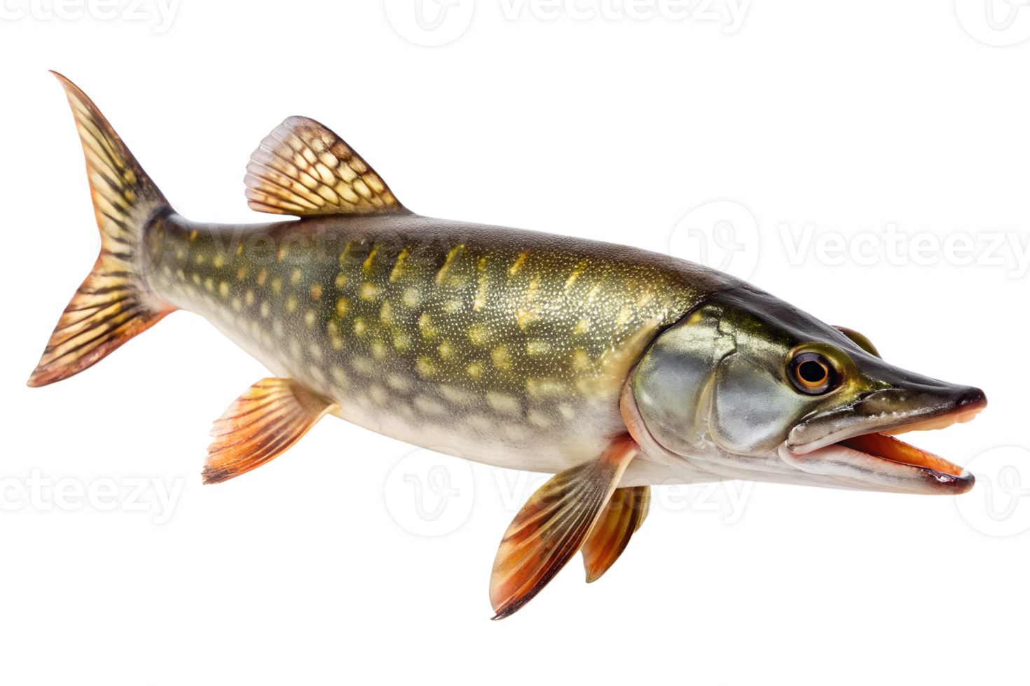 pike fish isolated on transparent background. png