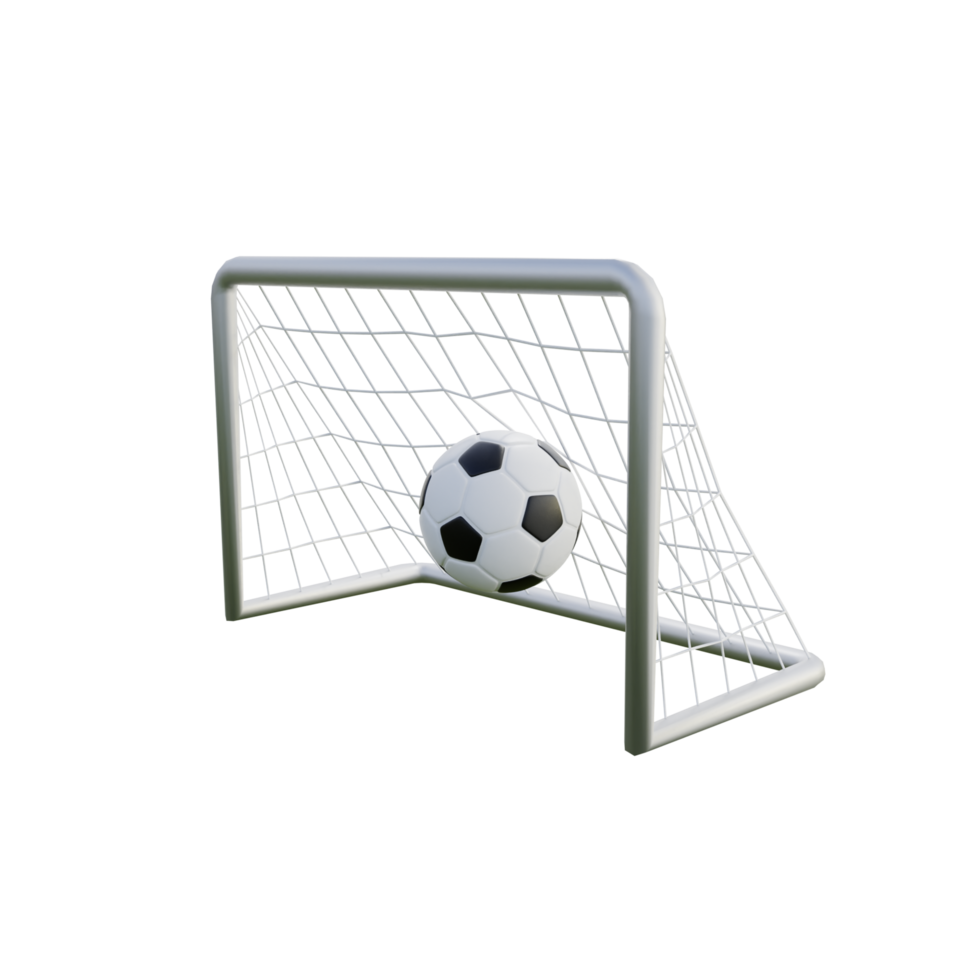 Soccer ball and net 3d illustration png