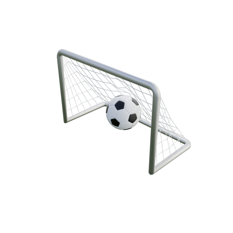 Soccer ball and net 3d illustration png