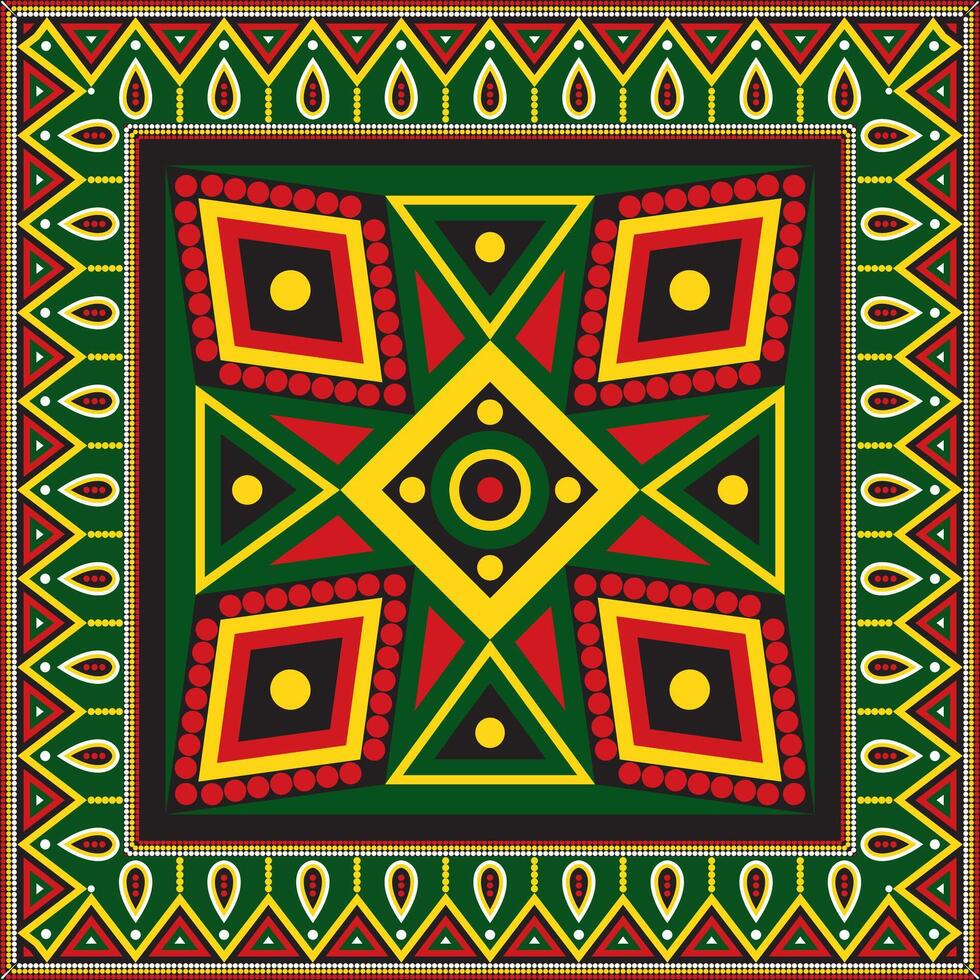 lleno color nativo americano gente ornamento. cuadrado patrón, bufanda de el pueblos de America, azteca, incas, maya vector