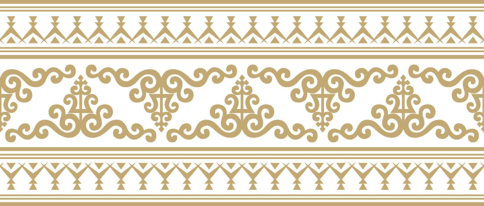 golden seamless Yakut ornament. Endless border, frame of the northern peoples of the Far East vector