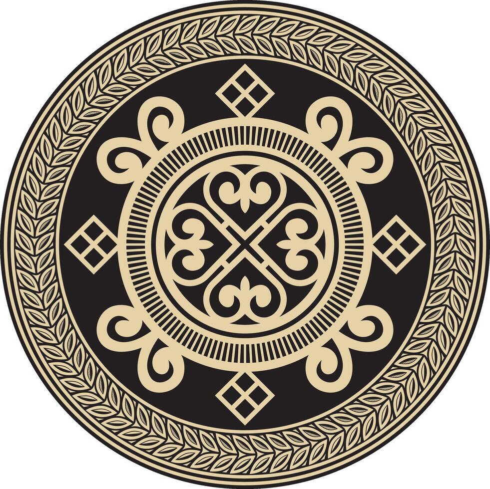 gold and black round Yakut ornament. Endless circle, border, frame of the northern peoples of the Far East vector