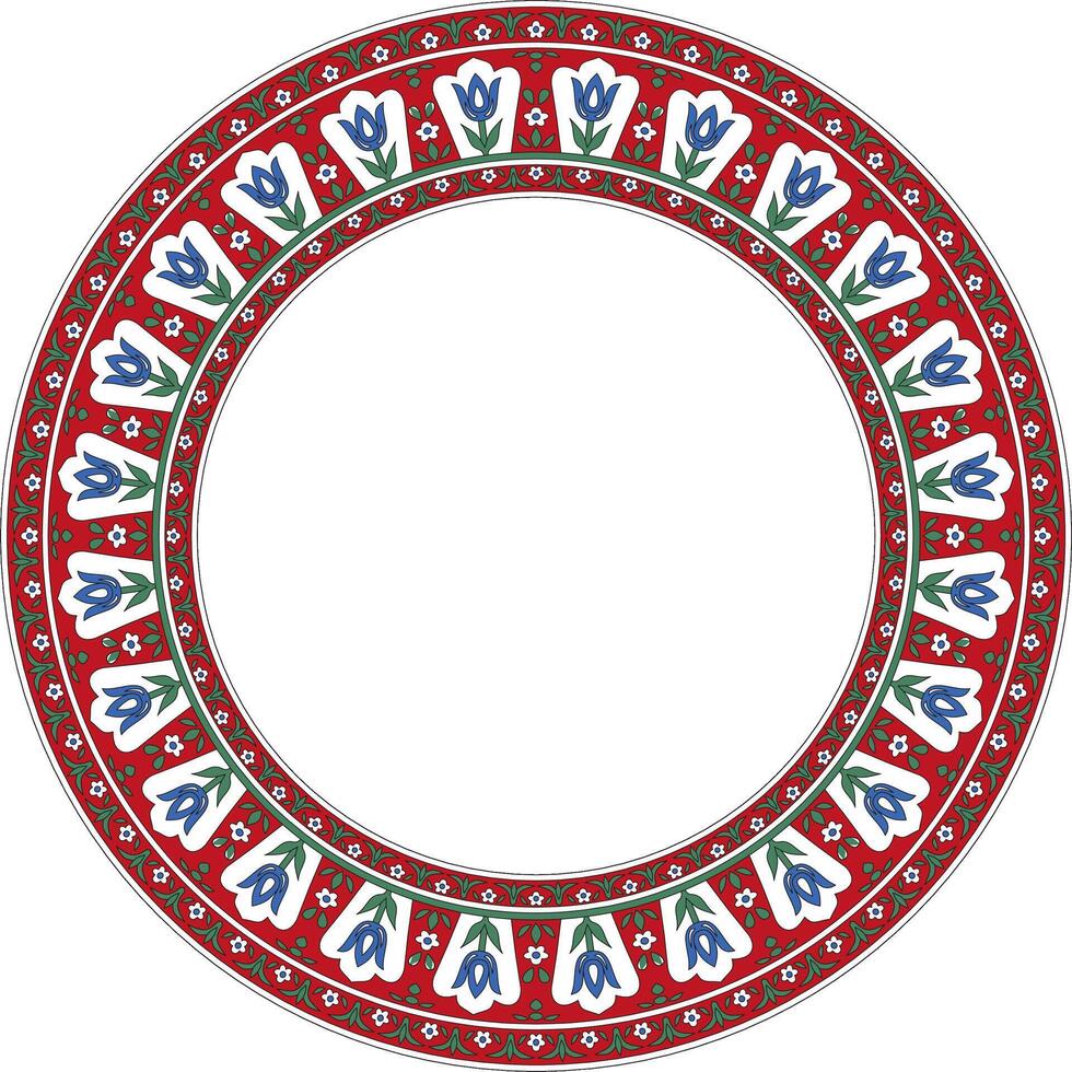 colored round Turkish ornament. Ottoman circle, ring, frame. Muslim pattern for stained glass vector
