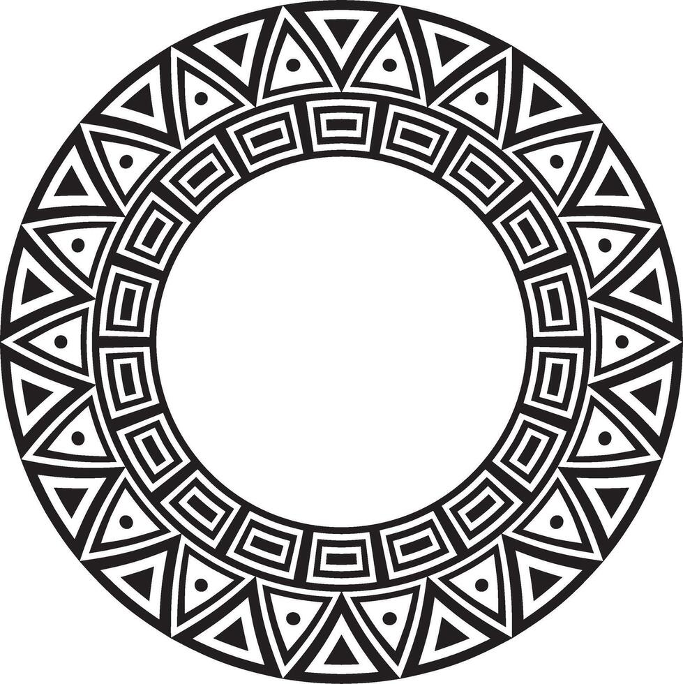 Native American round monochrome pattern. Geometric shapes in a circle. National ornament of the peoples of America, Maya, Aztecs, Incas vector