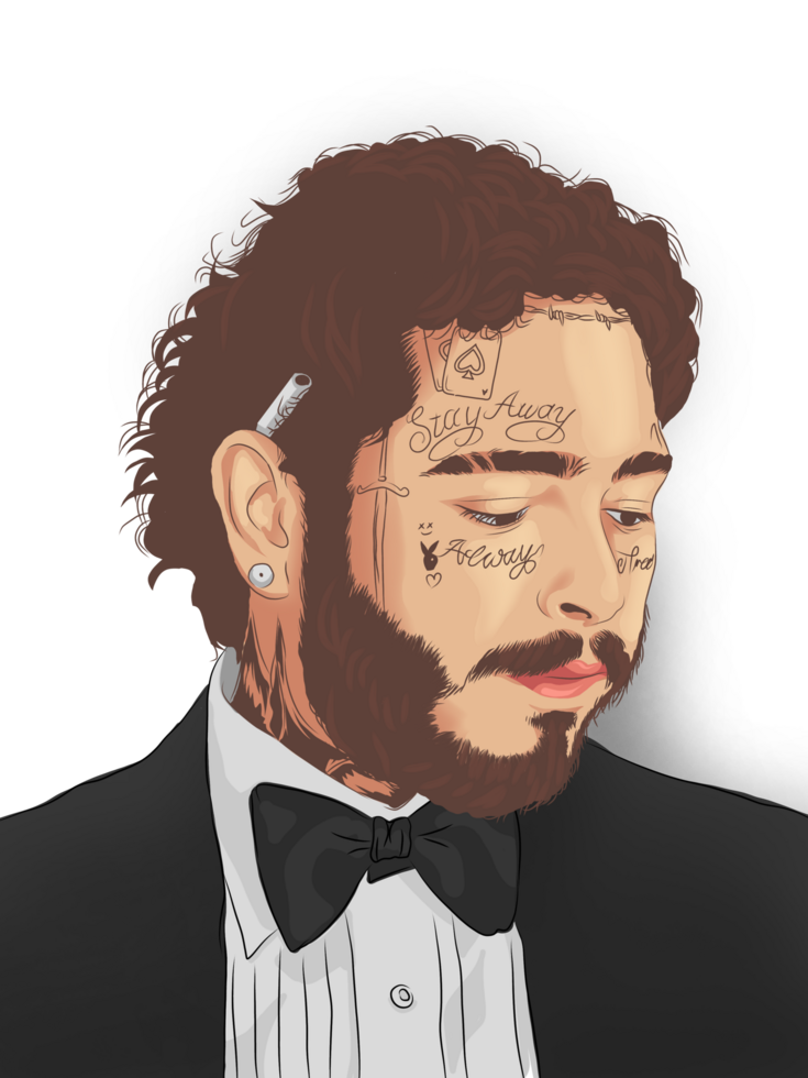 Post Malone singer, illustration art png