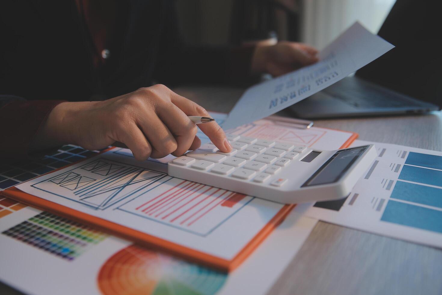 UX UI design process for modish mobile application and website . Creative prototype of wireframe for professional app developer . photo