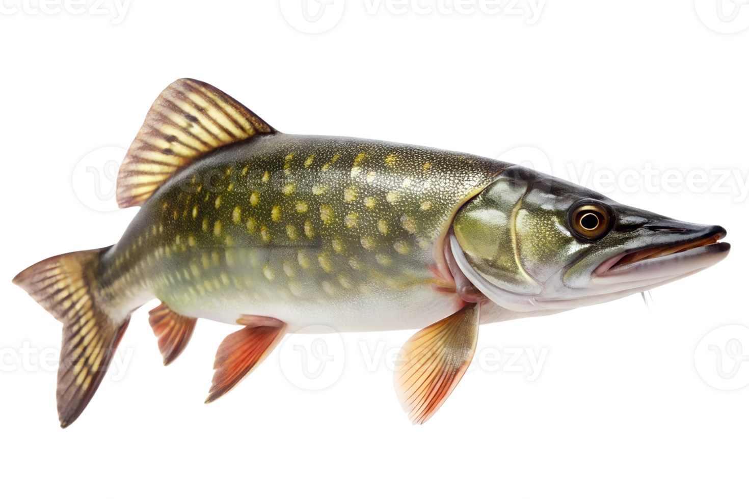 pike fish isolated on transparent background. png