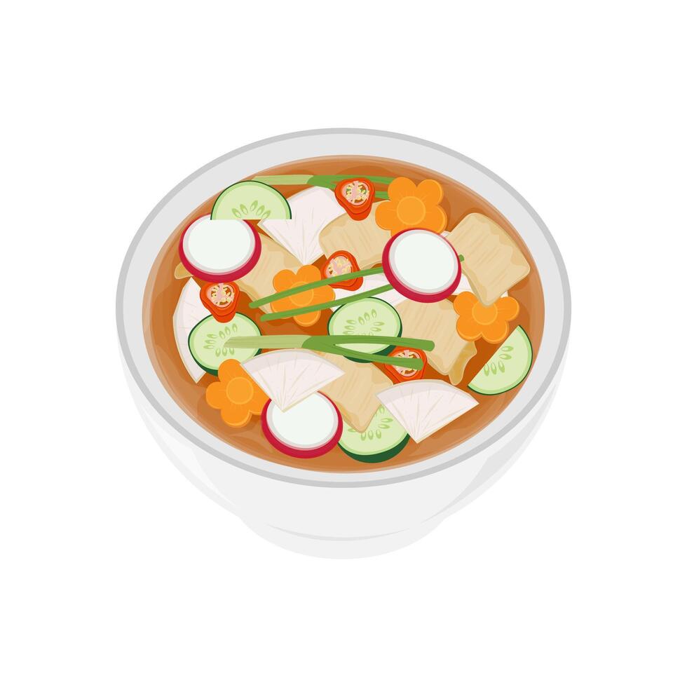 Nabak kimchi or korean water kimchi on bowl vector