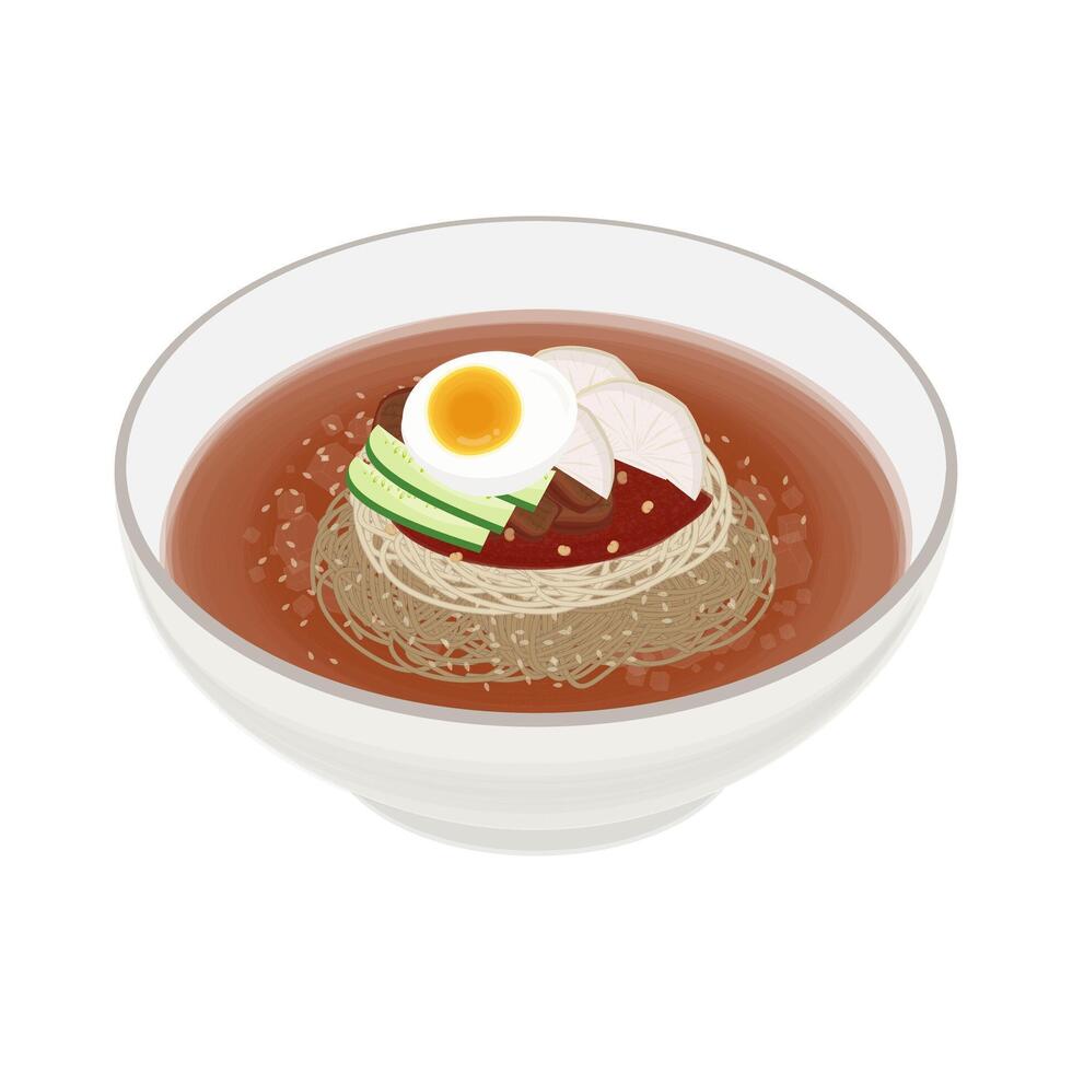 Korean cold noodles bibim naengmyeon vector