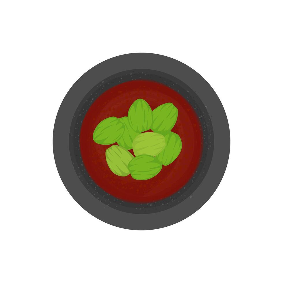 Top View Sambal pete or Stink bean chili vector