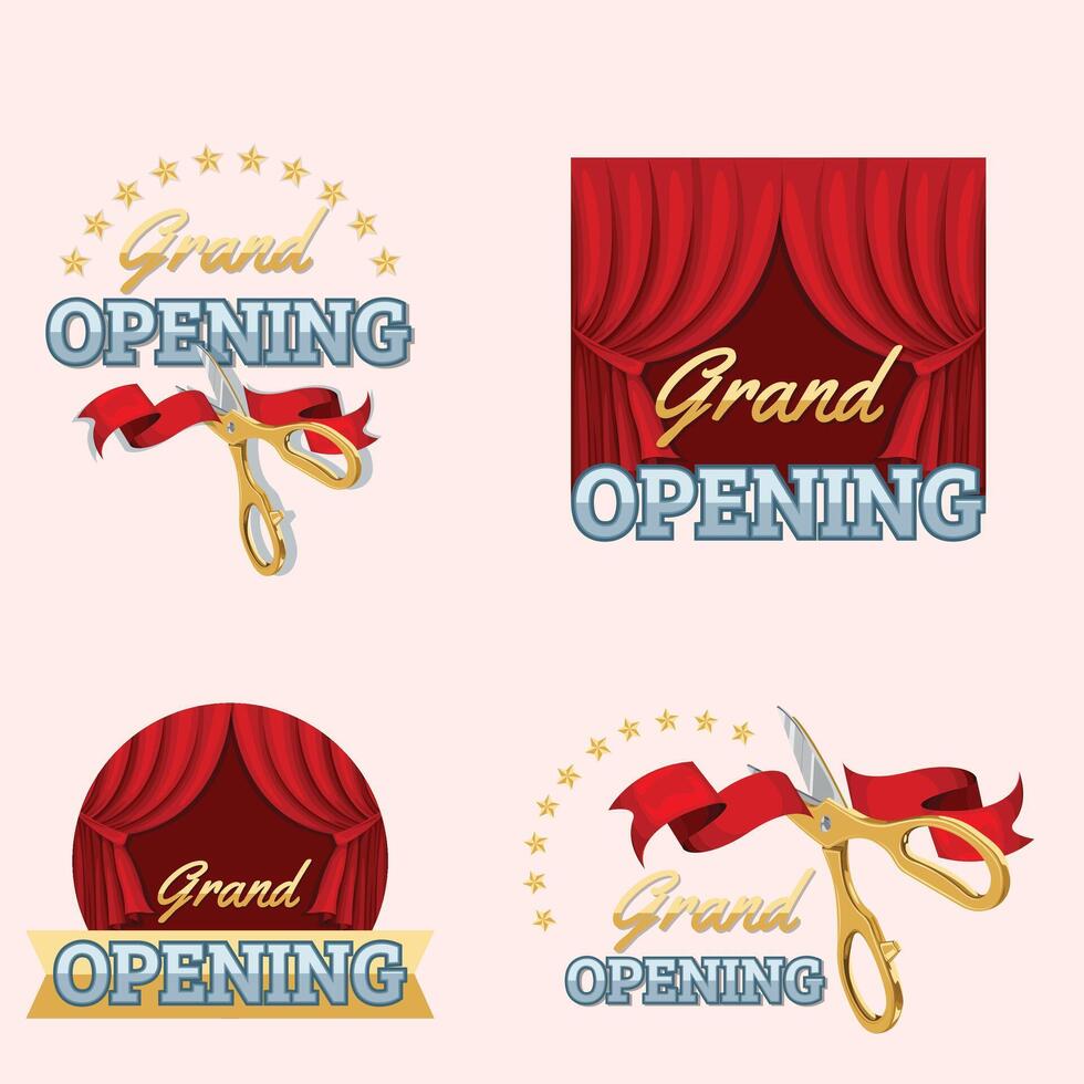 Re-opening soon badges collection vector