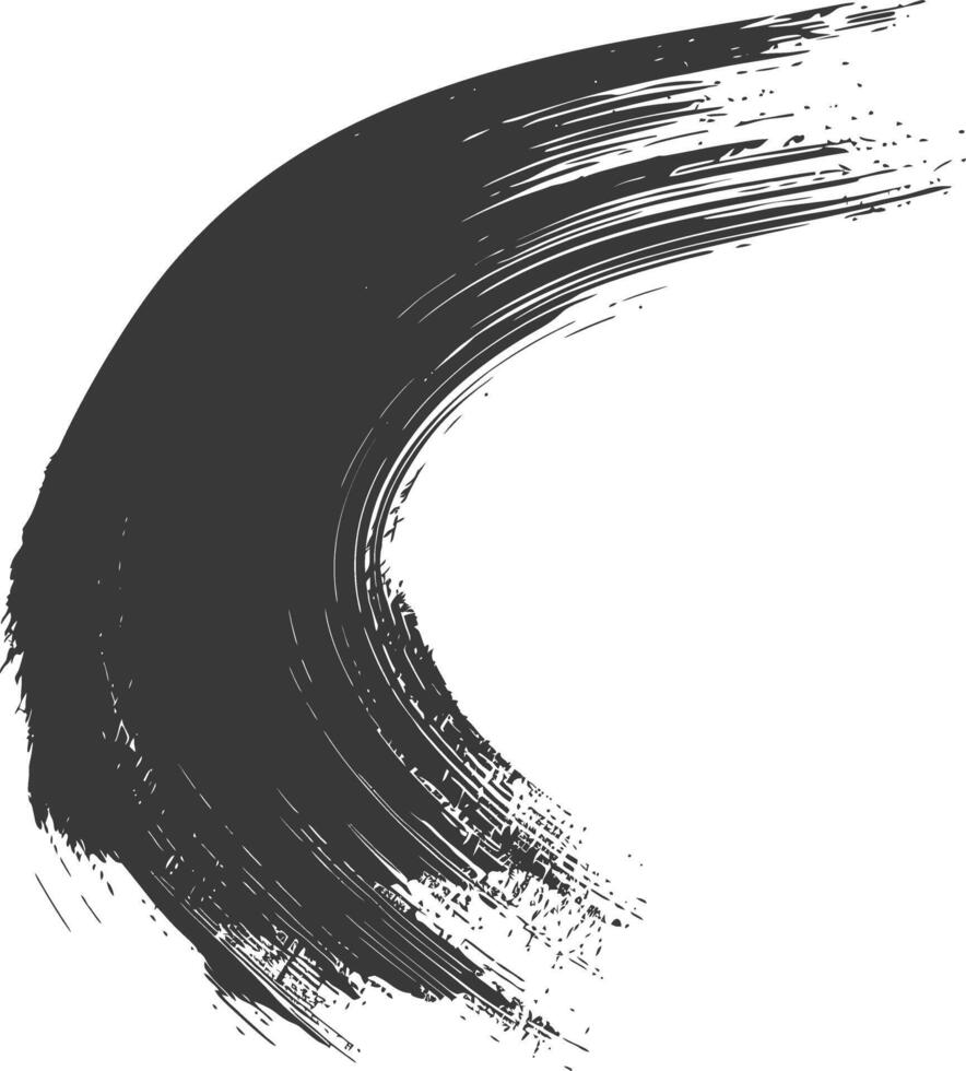 Silhouette brush stroke curved black color only vector
