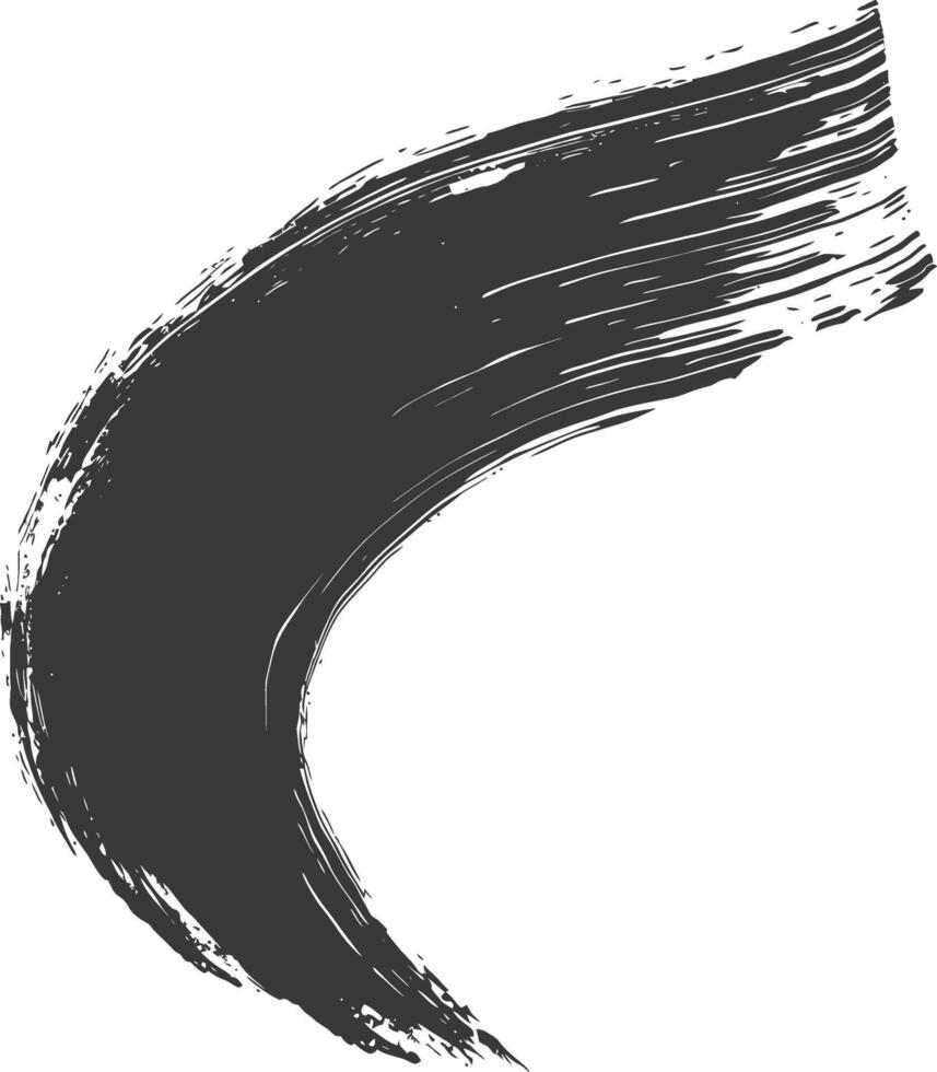 Silhouette brush stroke curved black color only vector
