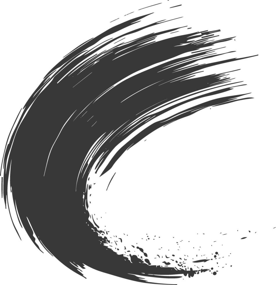 Silhouette brush stroke curved black color only vector