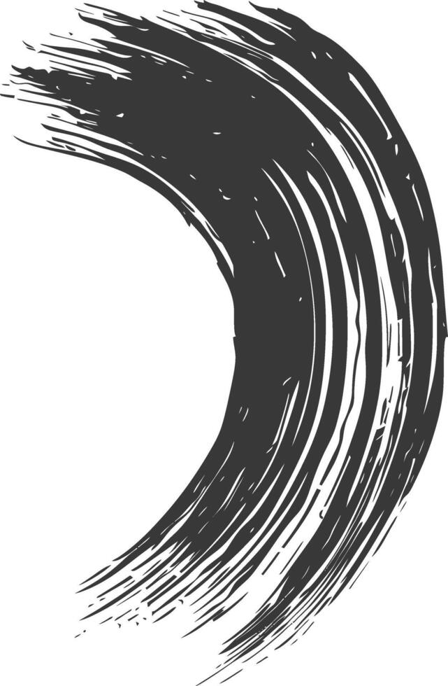 Silhouette brush stroke curved black color only vector