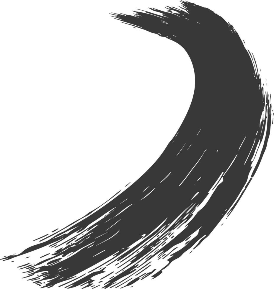 Silhouette brush stroke curved black color only vector