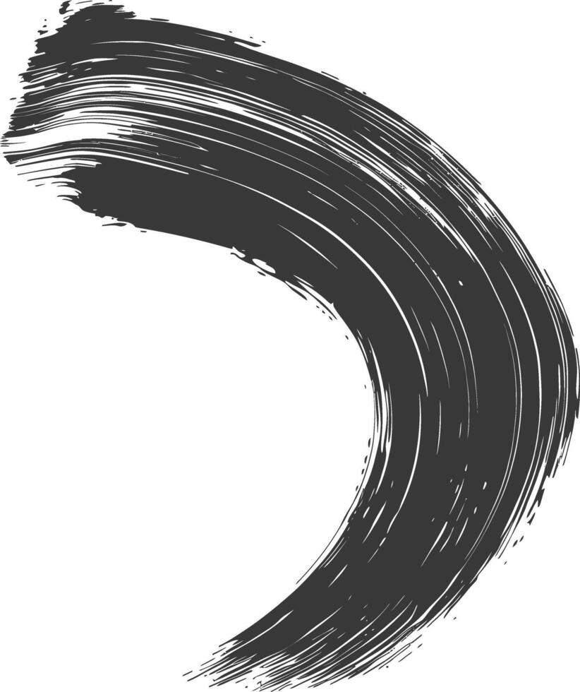 Silhouette brush stroke curved black color only vector
