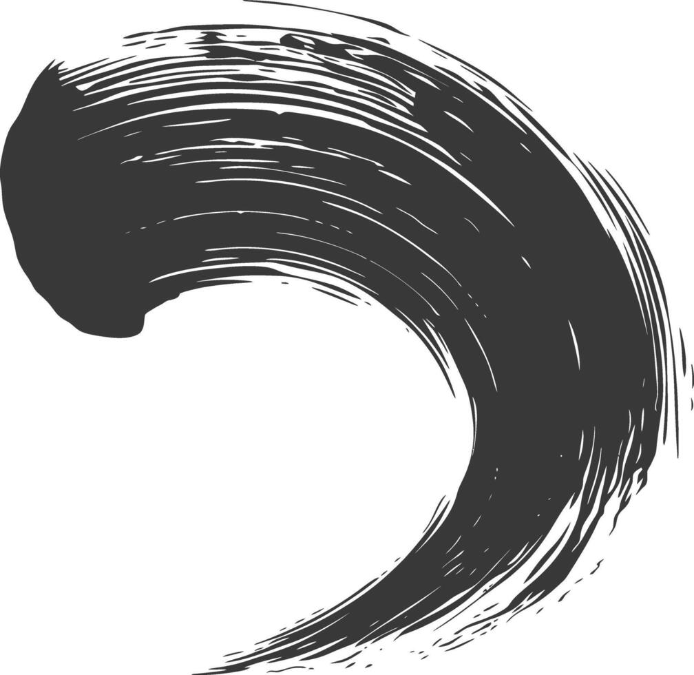 Silhouette brush stroke curved black color only vector
