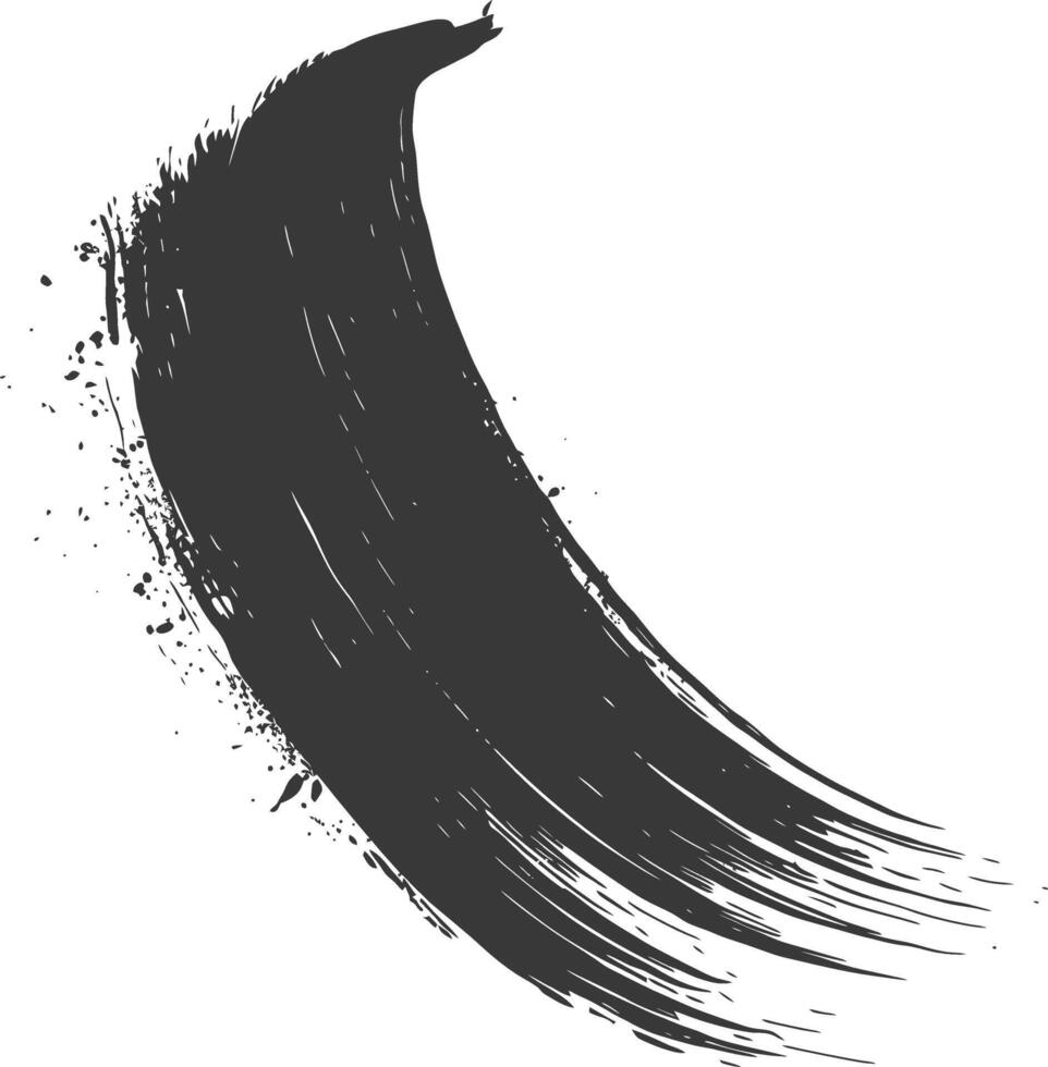 Silhouette brush stroke curved black color only vector