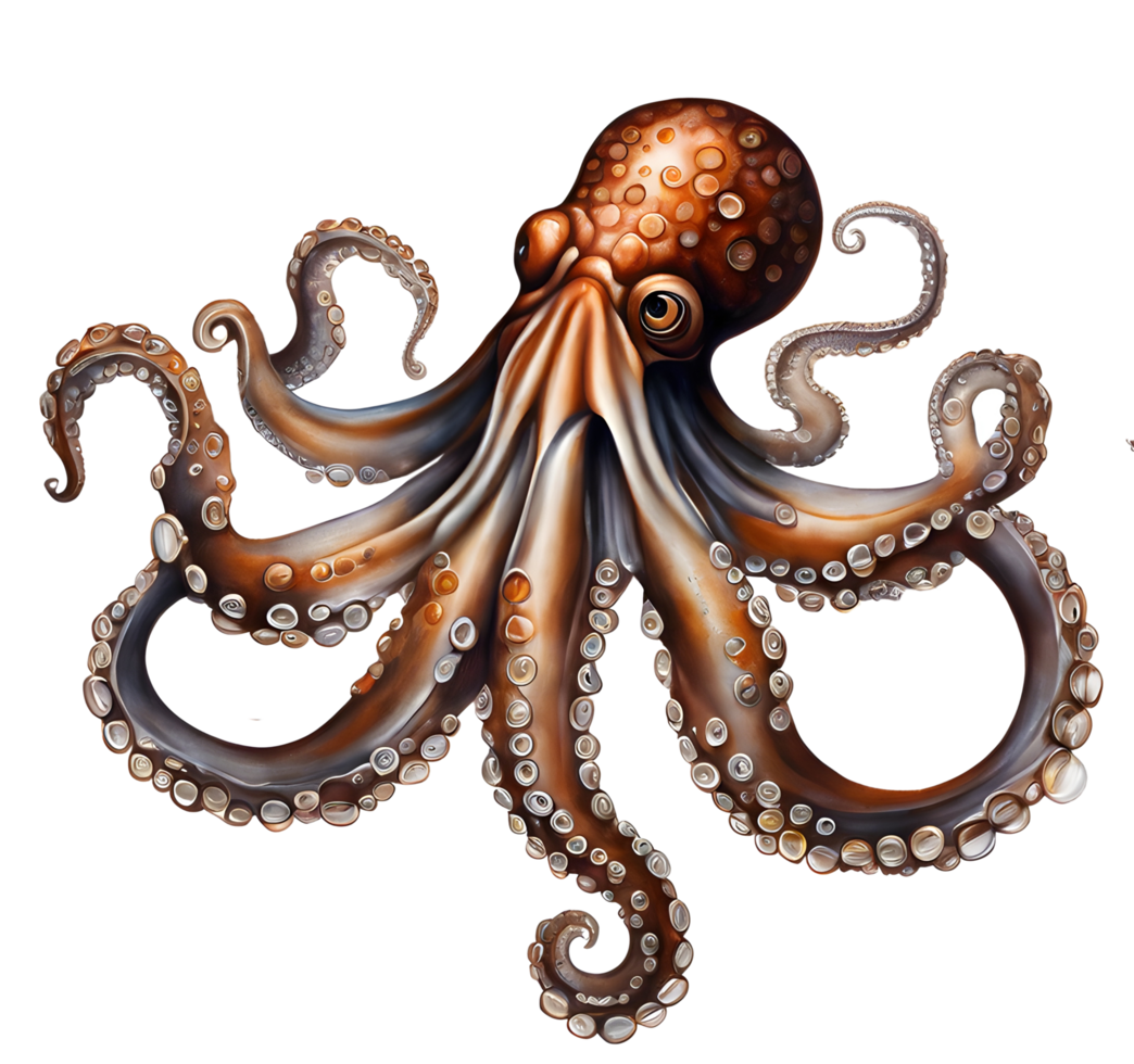 Watercolor and painting octopus sea illustration. AI-Generated png