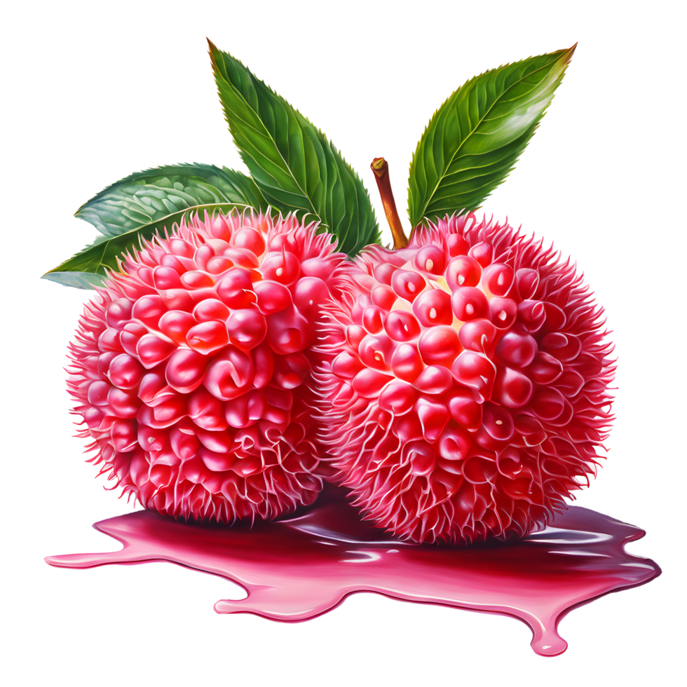 Watercolor and painting fresh juicy lychee fruit. AI-Generatred png