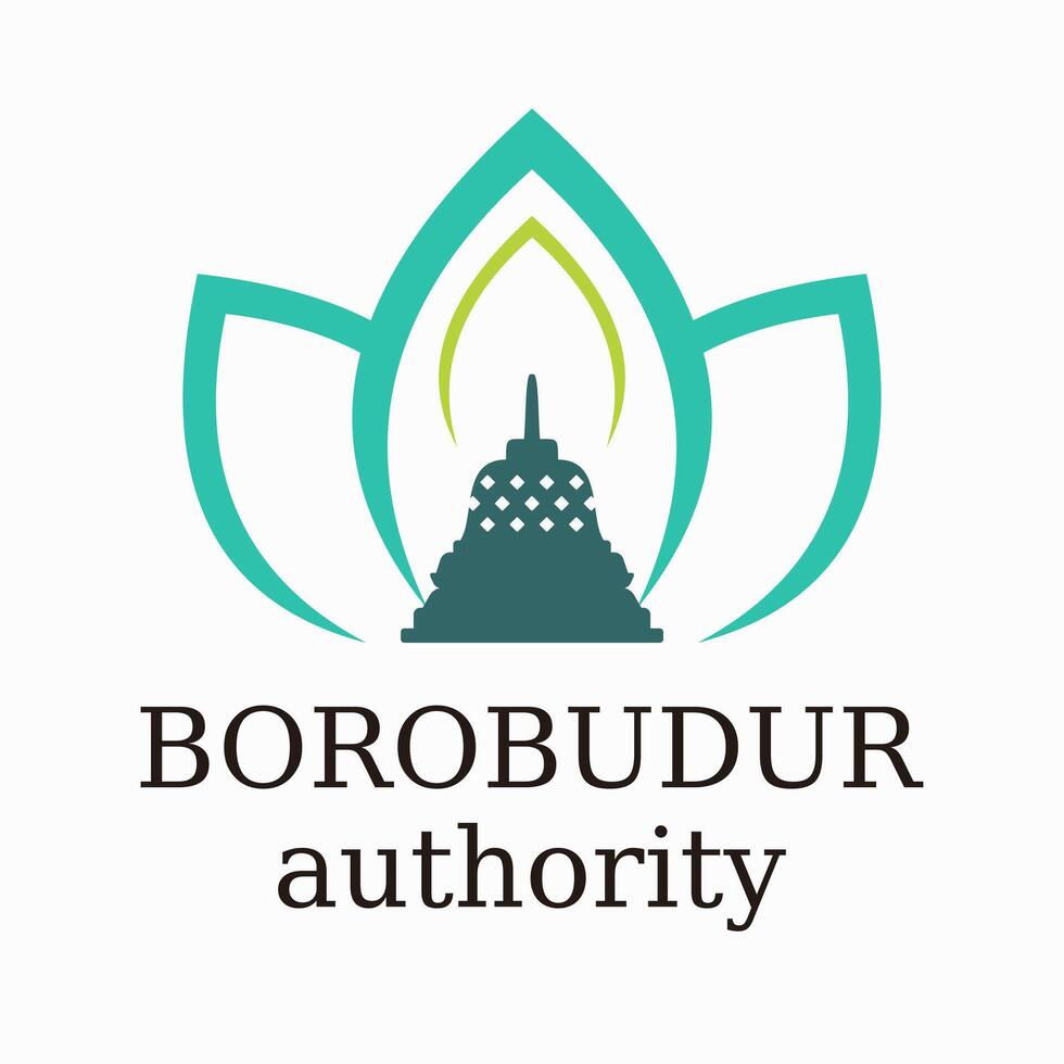Borobudur Temple with lotus flower Logo Design template vector