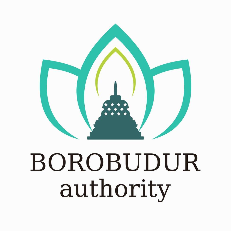 borobudur templo con loto flor logo diseño modelo vector