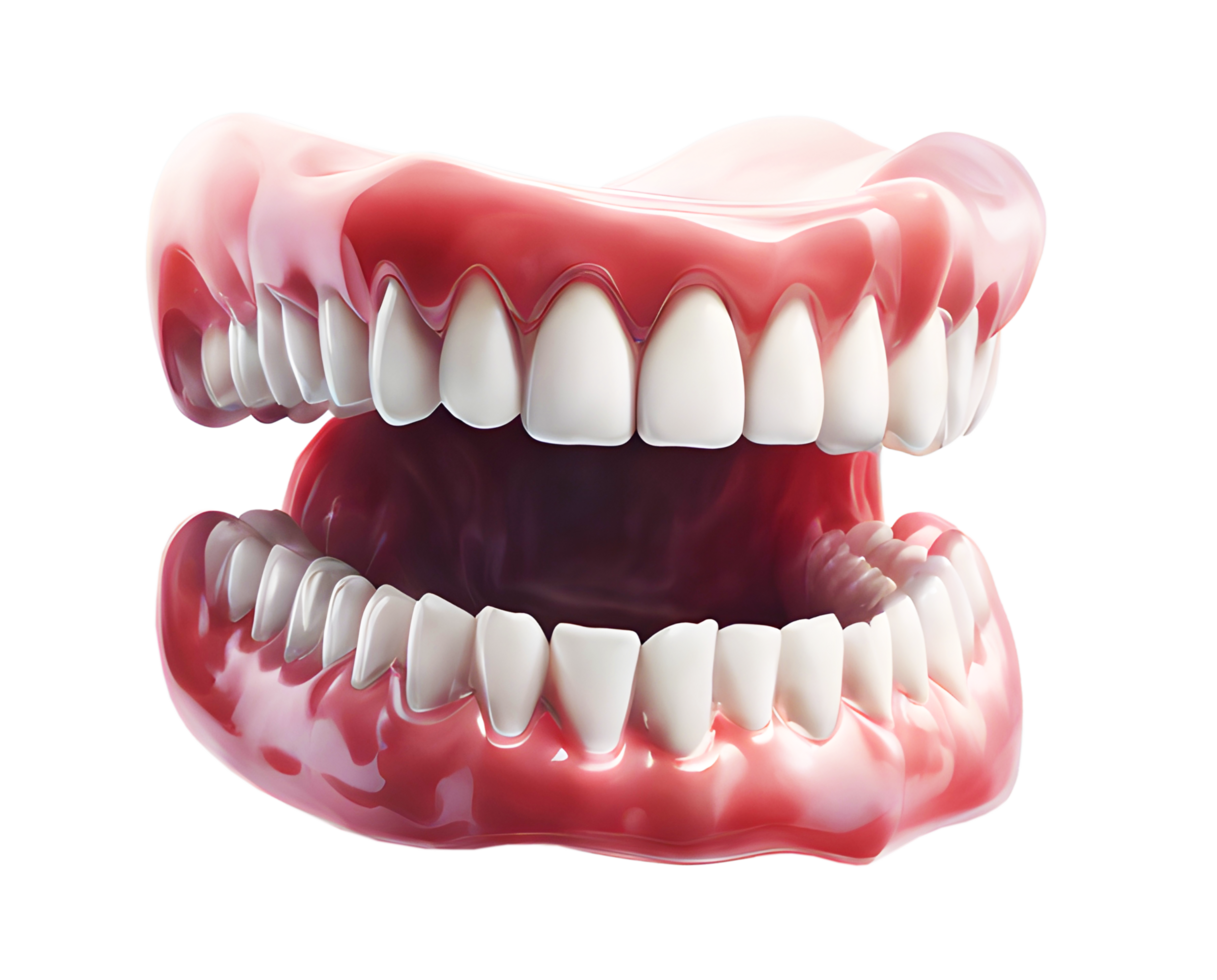 Dentistry for gums with dentures and dental implants. AI-Generated png