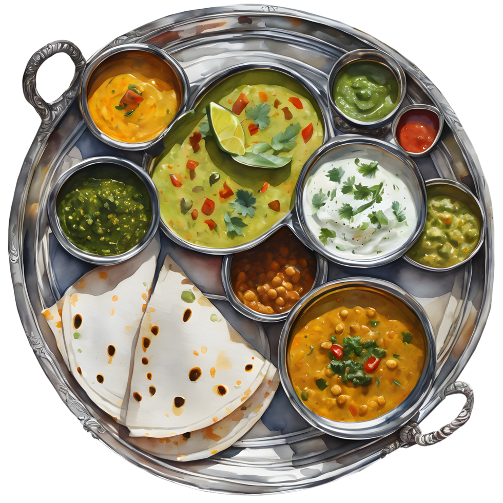 Homemade Indian cuisine tradition food of India. AI-Generated png