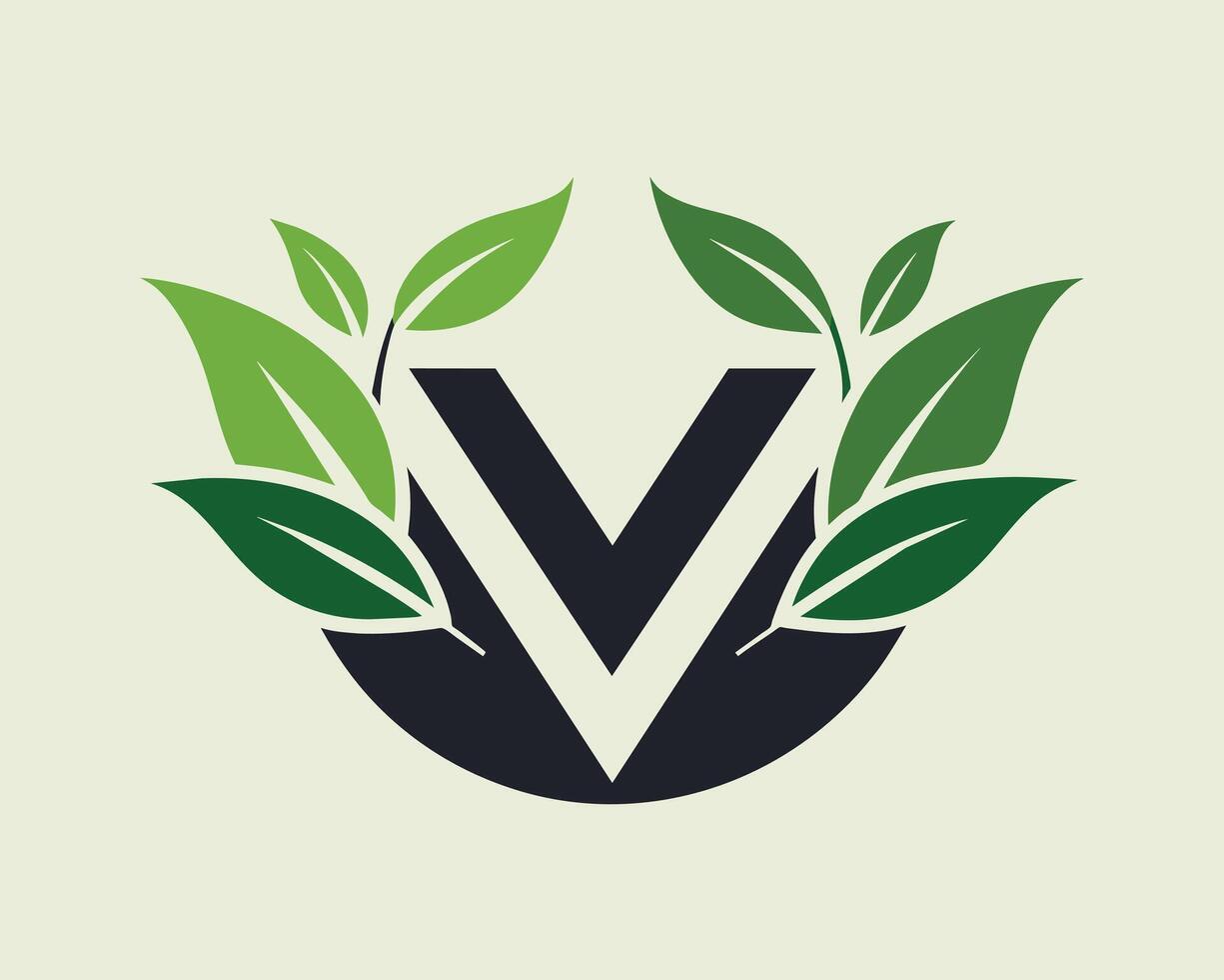 Leaf World Letter V Logo illustration vector