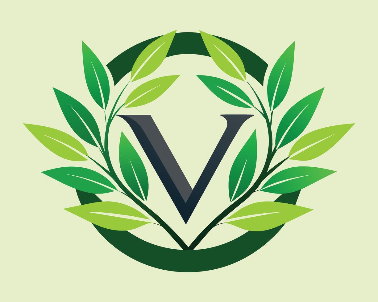 Leaf World Letter V Logo illustration vector