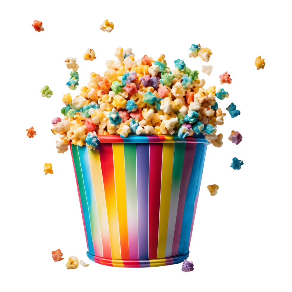 Watercolor and painting colorful box and popcorn bucket. AI-Generated png