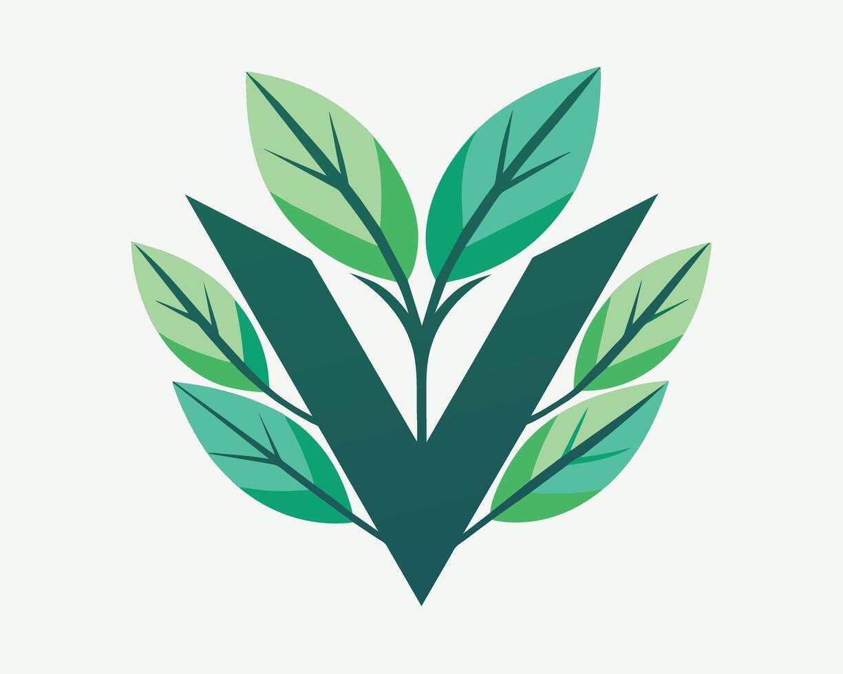 Leaf World Letter V Logo illustration vector