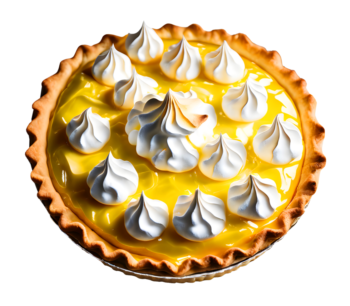 Homemade bakery for a piece of delicious lemon meringue pie baked and dessert. AI-Generated png