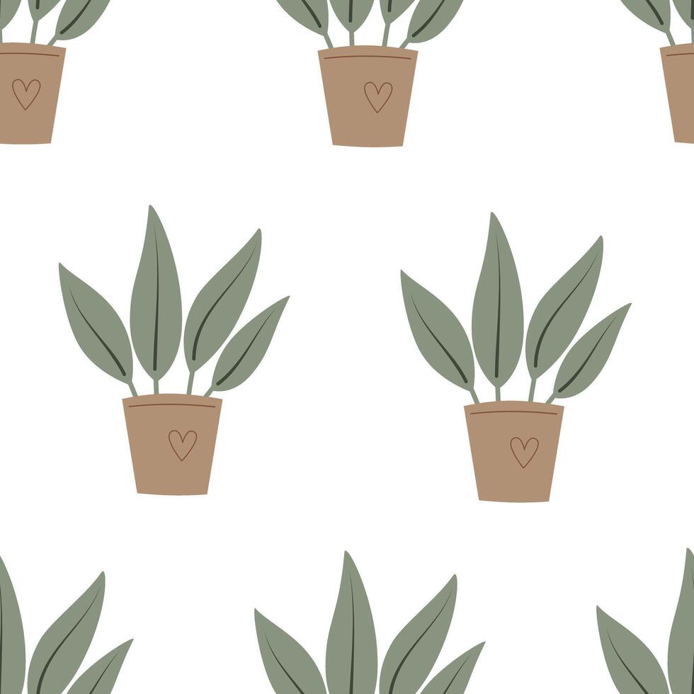 Seamless pattern with cartoon plants. vector