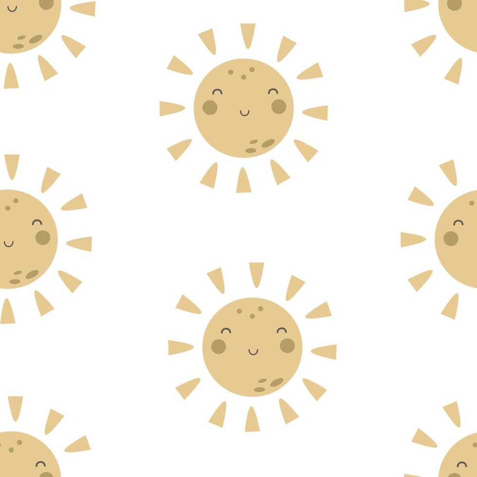 seamless pattern with cartoon sun. vector