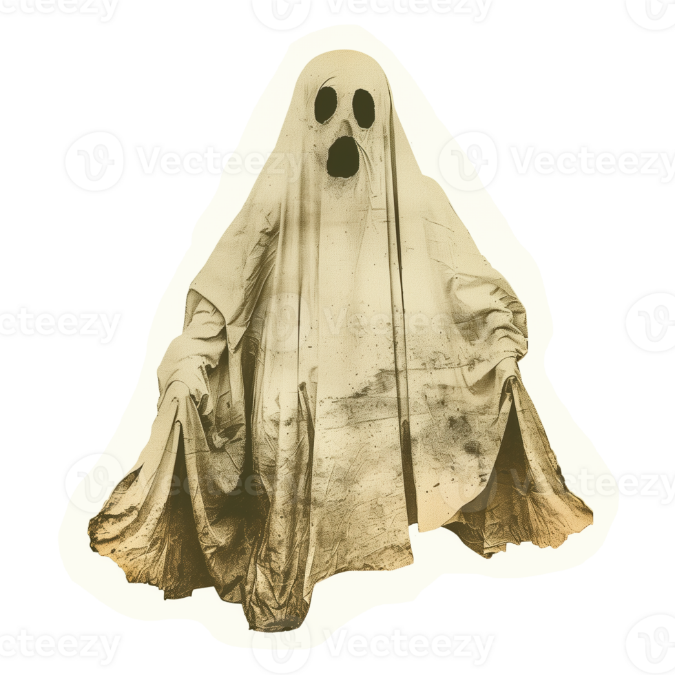 Cut out retro photo of halloween ghost png