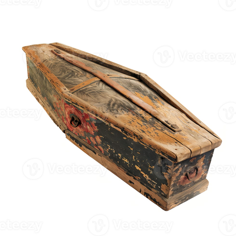 Cut out photo of halloween wooden coffin png