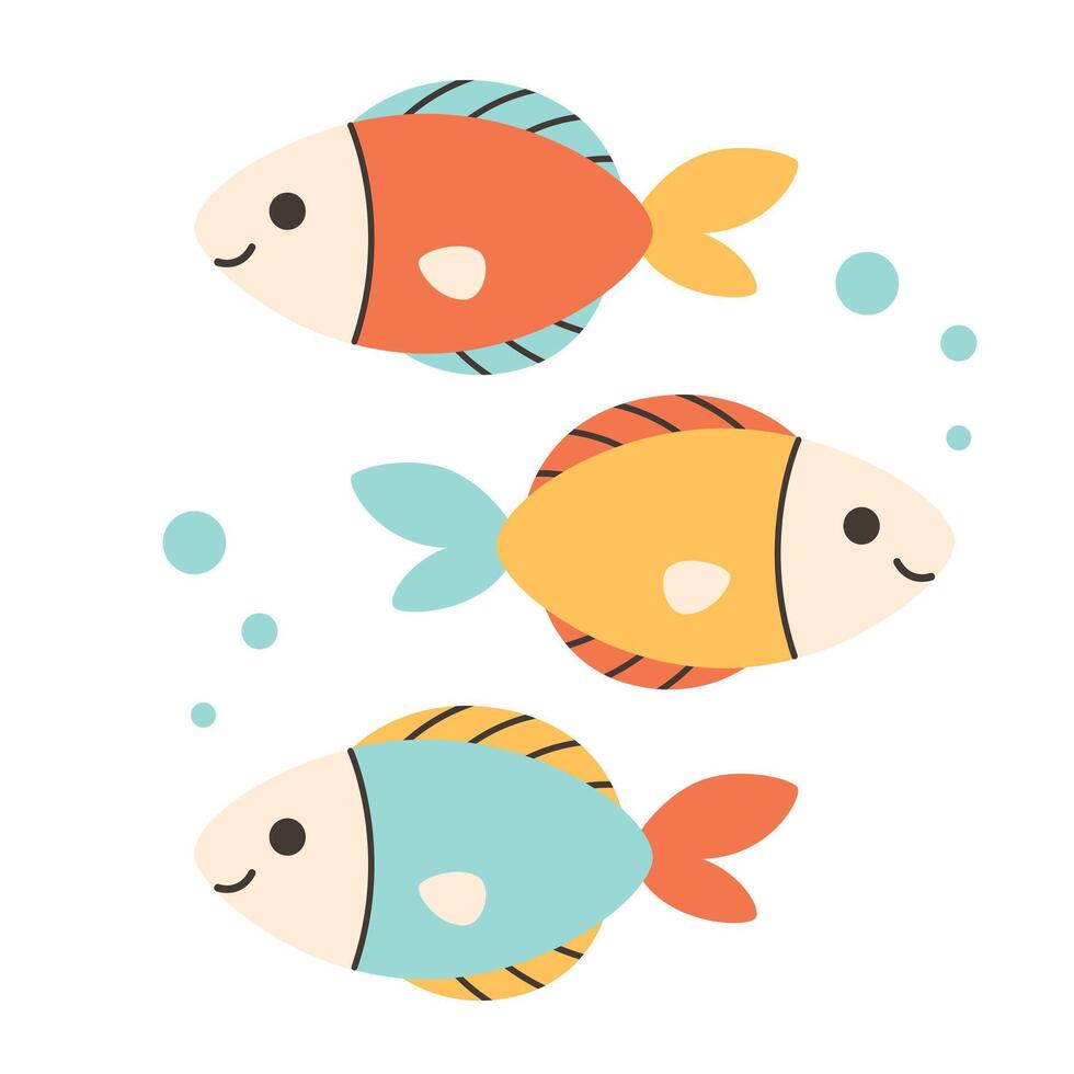 Cute fish. Sea animal. Ocean fauna vector