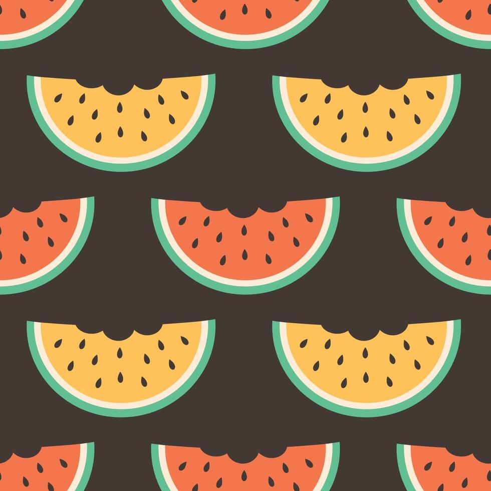 Seamless pattern with cute watermelon slices. Fruits seamless pattern. vector