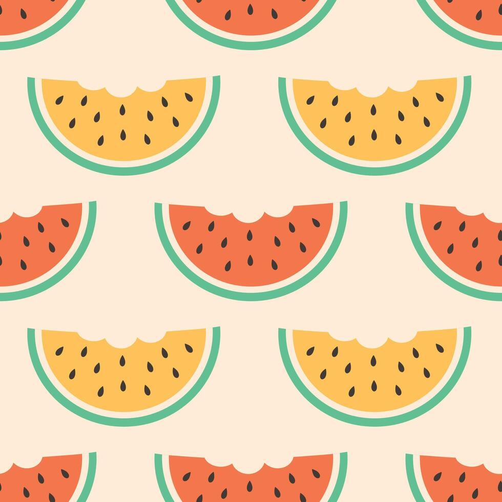 Seamless pattern with cute watermelon slices. Fruits seamless pattern. vector