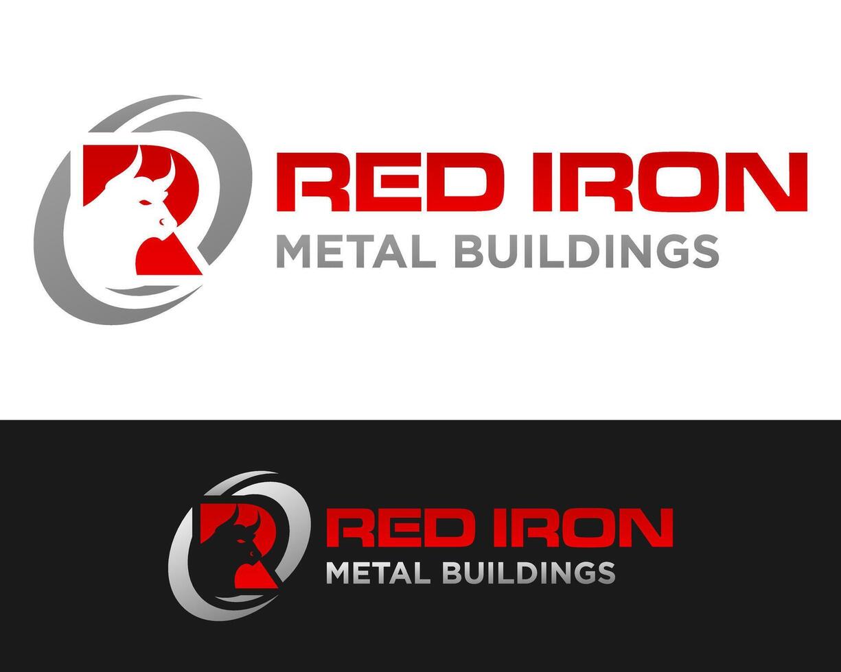 Letter R monogram metal iron bull logo design. vector