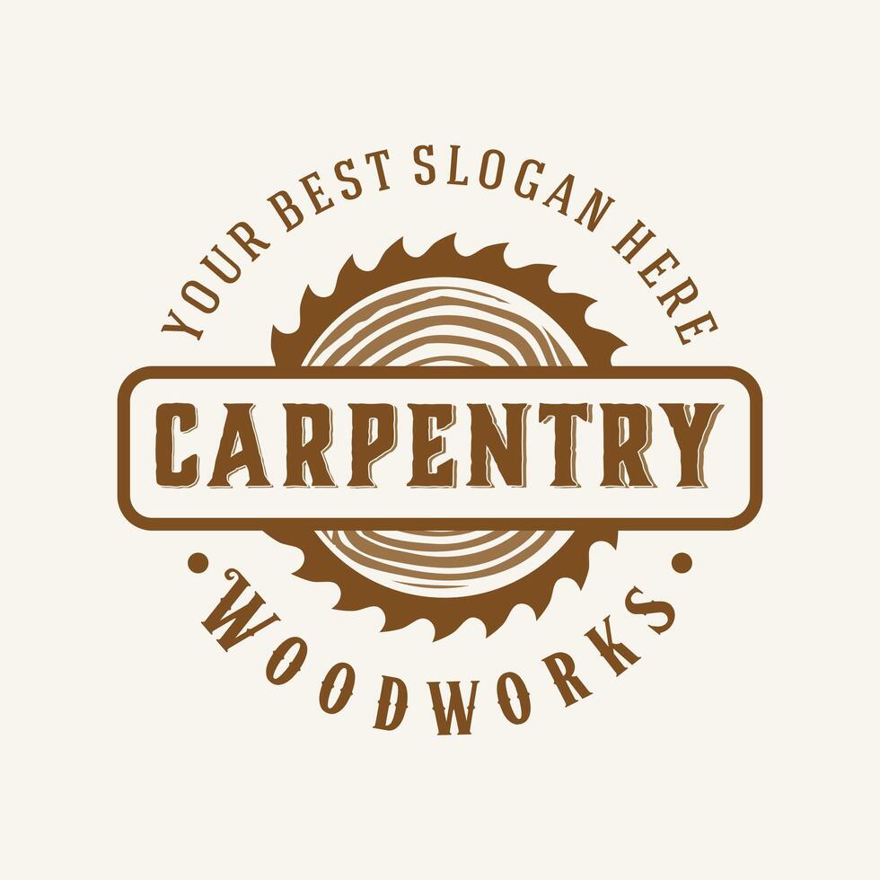 retro vintage, carpentry woodwork logo template vector