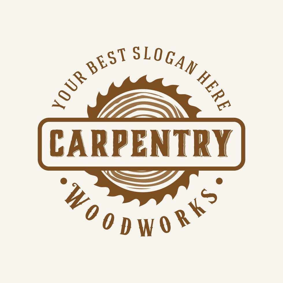 retro vintage, carpentry woodwork logo template vector